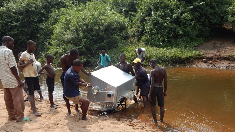 Team hauling components into place