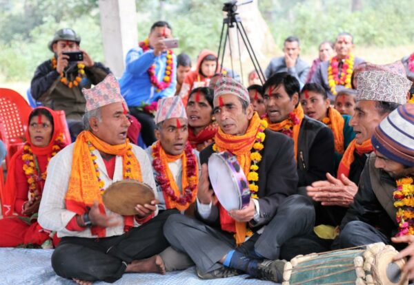 Engaged Local Community singing songs about Tiger Conservation